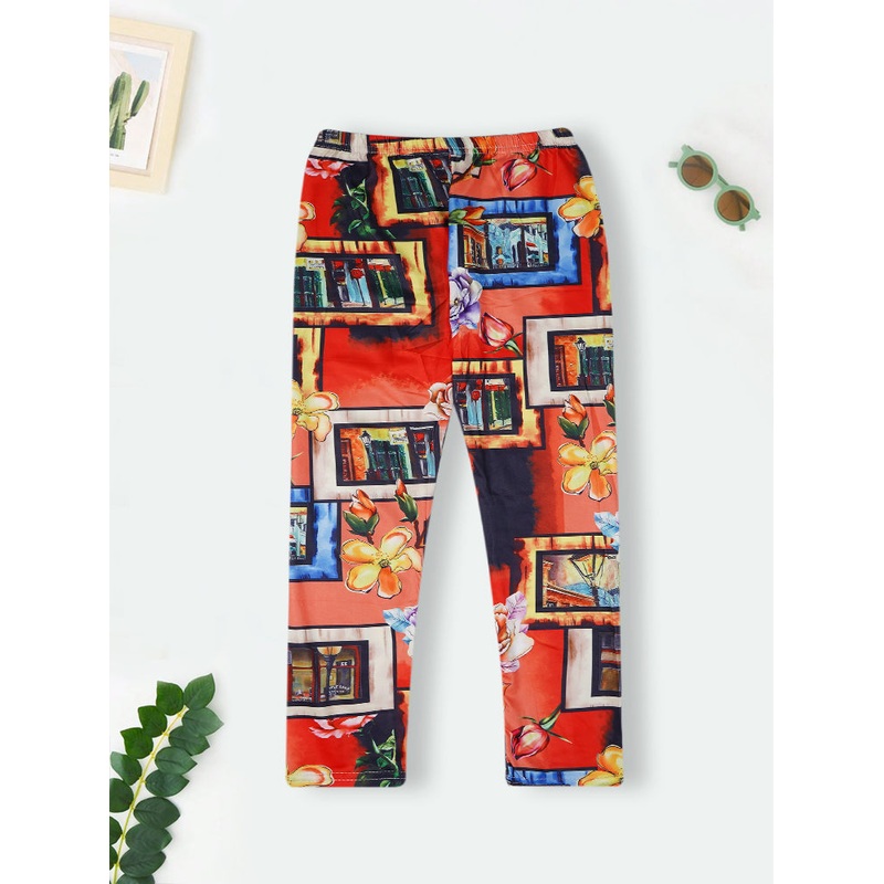 Girls Flexible Tights Floral Orange – Sunshine