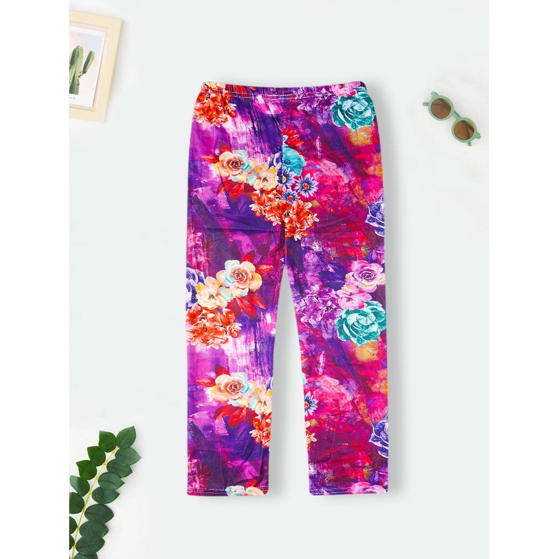 Girls Flexible Tights Floral Purple – Sunshine