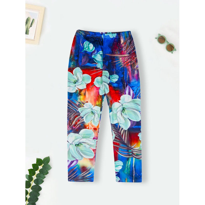 Girls Flexible Tights Floral Sea Green – Sunshine