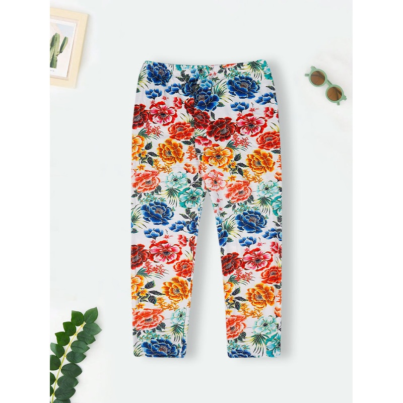 Girls Flexible Tights Floral White – Sunshine