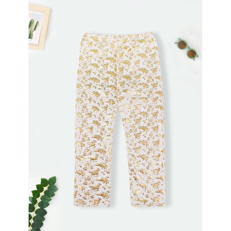 Girls Flexible Tights Printed Floral Golden – Sunshine
