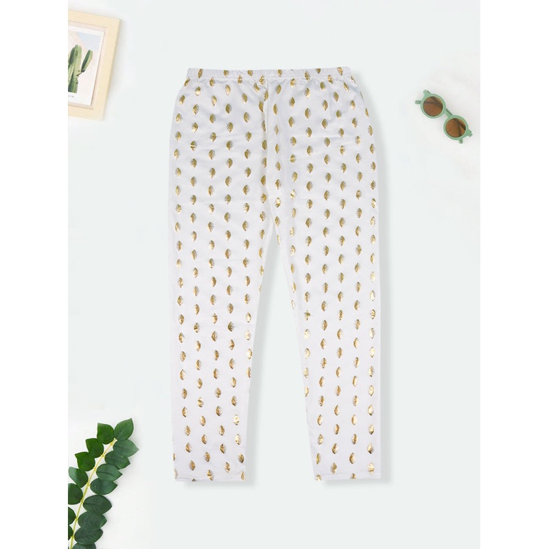 Girls Flexible Tights Printed Leaf Golden – Sunshine