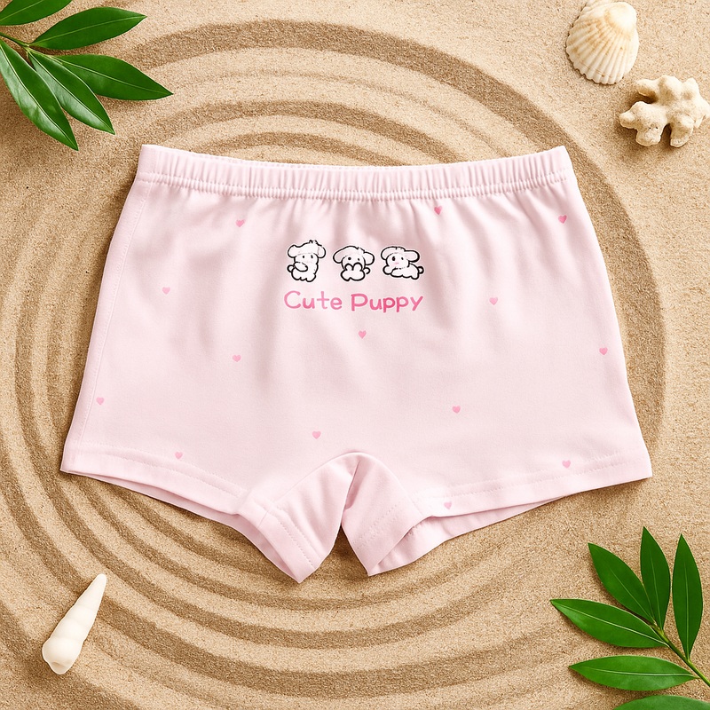 Girls Cotton Boxer Briefs Cute Puppy Pink – Sunshine