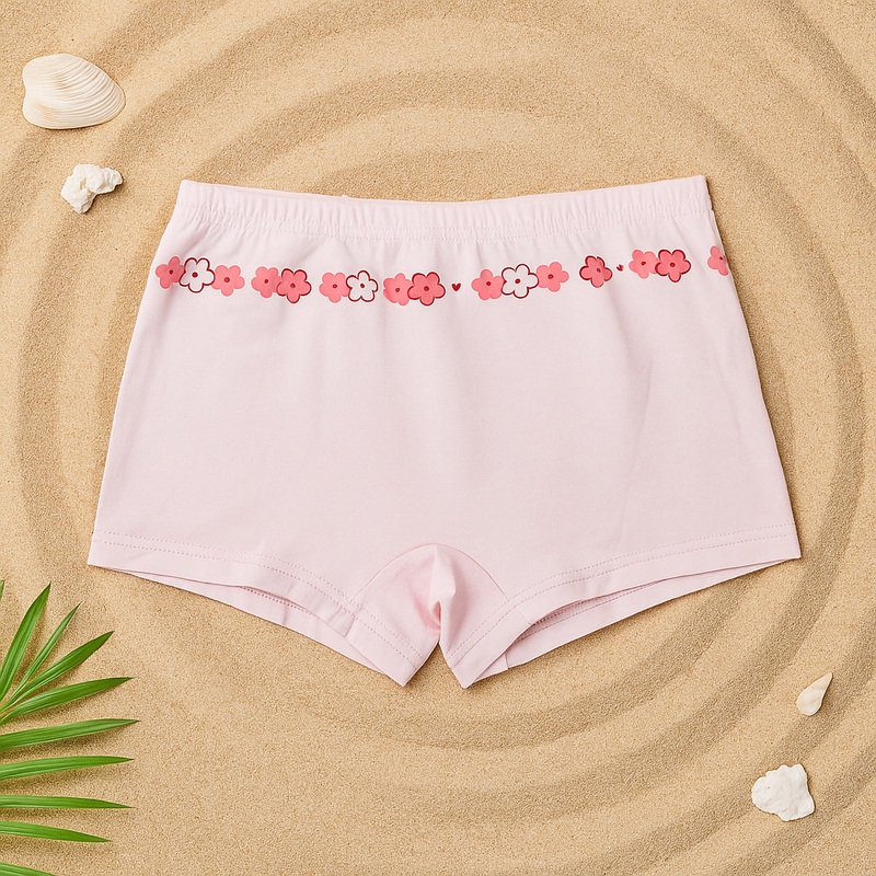 Girls Cotton Boxer Briefs Flowers Pink – Sunshine