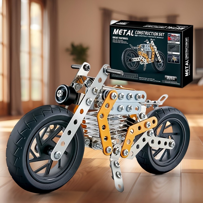 Metal DIY Bike Building Blocks for Kids (bike 162 pc of Bike Tool / 1 Set