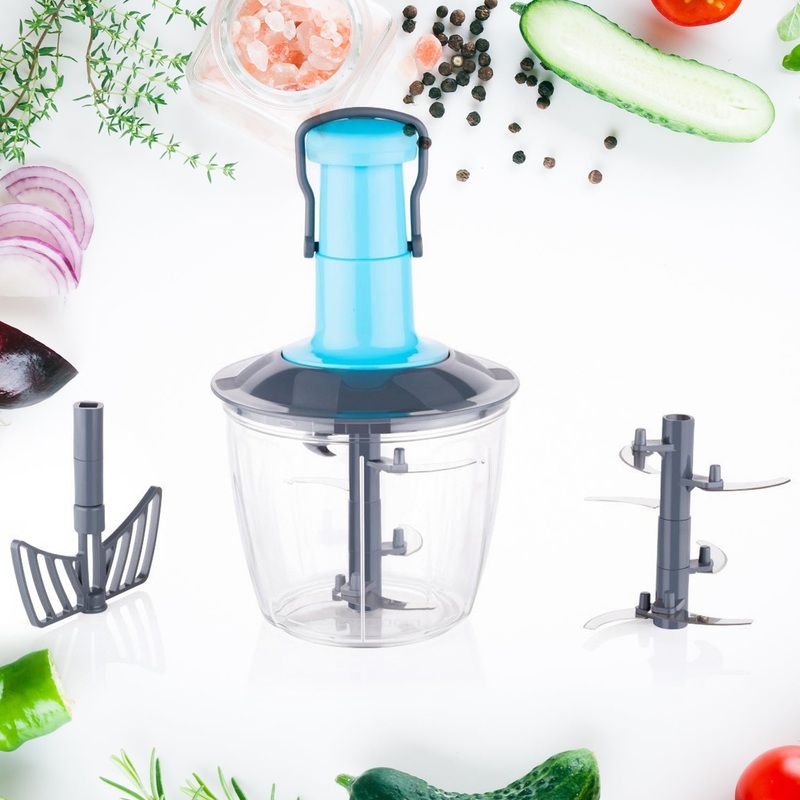 6 Blades Manual Hand-Press Vegetable Chopper (1100 ML)