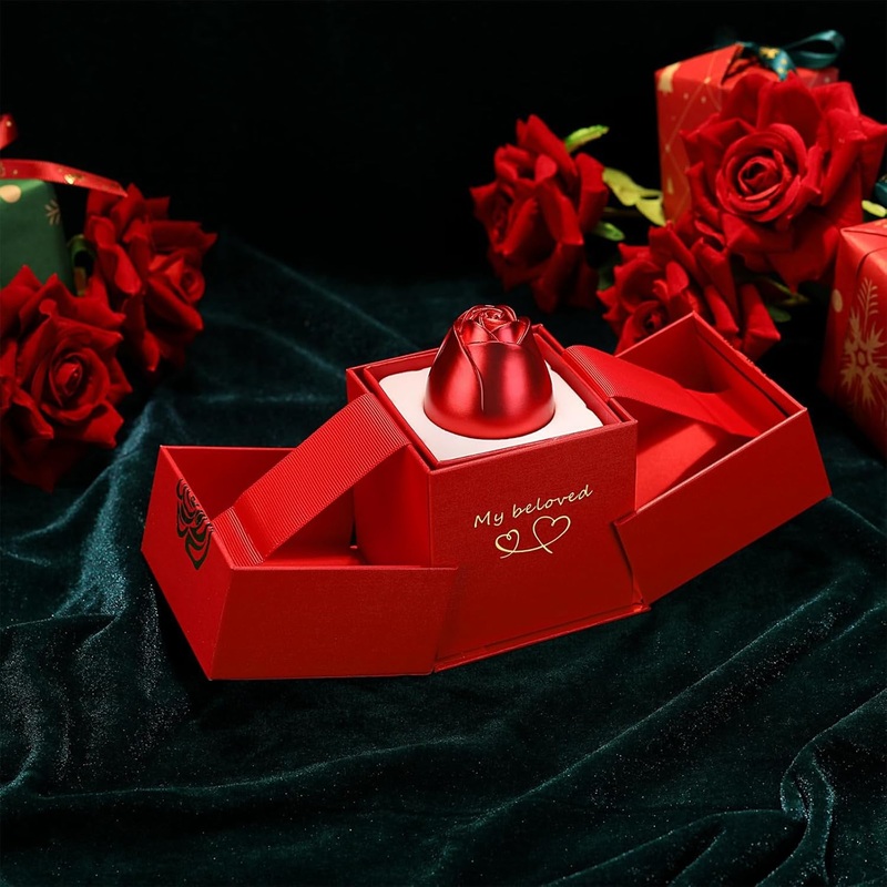 Christmas Gifts for Women Rose Ring Box Jewellery Box Eternal Rose Necklaces Box Wedding Valentine’s Day
