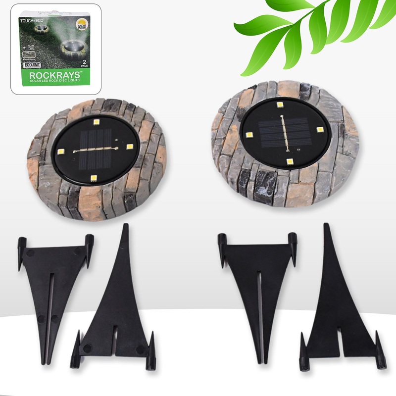 Disk Lights Slate  Heavy Duty Outdoor Solar Pathway Lights  4 LED (2 Pc)