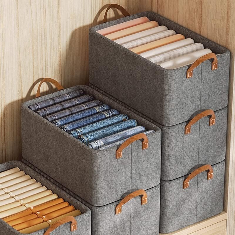 3666 Collapsible Foldable Cloth Basket with Handles