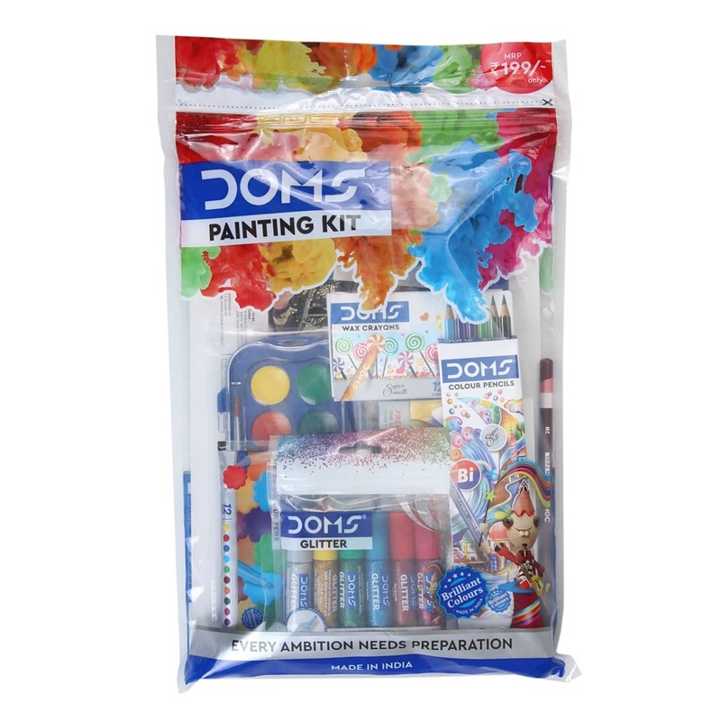 DOMS Painting Kit | Perfect Value Pack | Kit for School Essentials | Gifting Range for Kids | Combination of 9 Painting & Coloring Items Multicolor