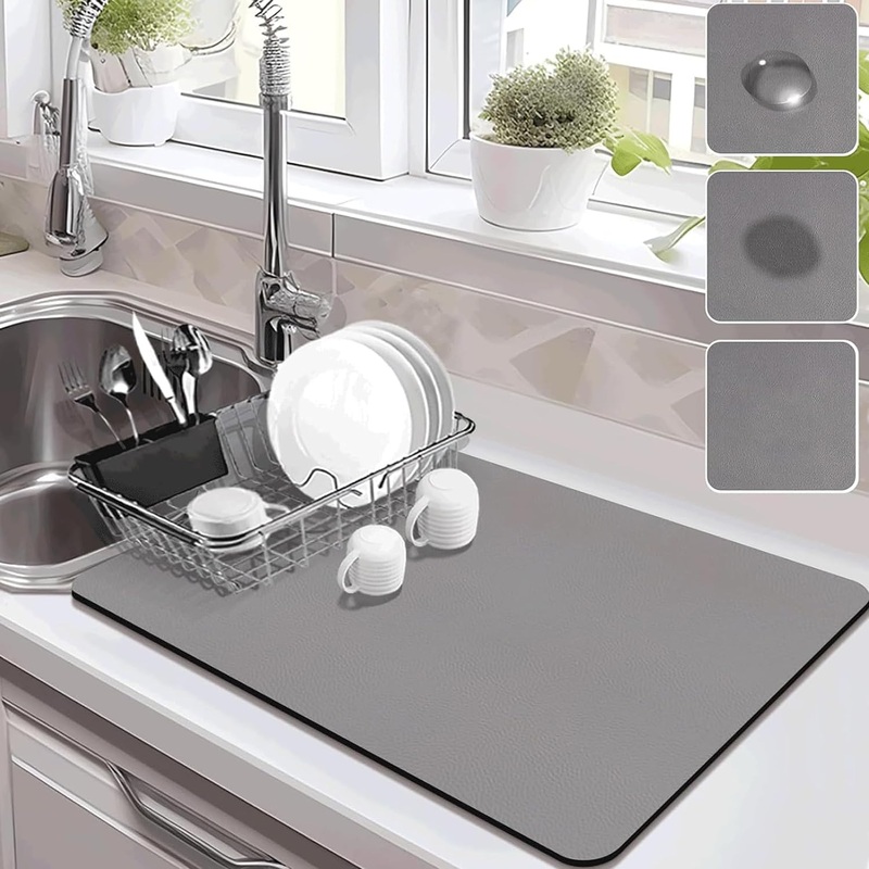 Kitchen Mat for Wet Utensil, Utensil Drying mat, Dish Drying Mat, Water Absorbing mat for Kitchen, Kitchen Super Absorbent Draining mat