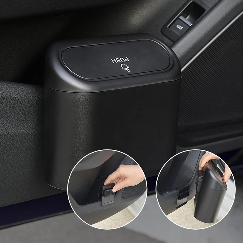 Plastic Mini Car Trash Can / Bin with Lid (1 Pc / With Brown Box)