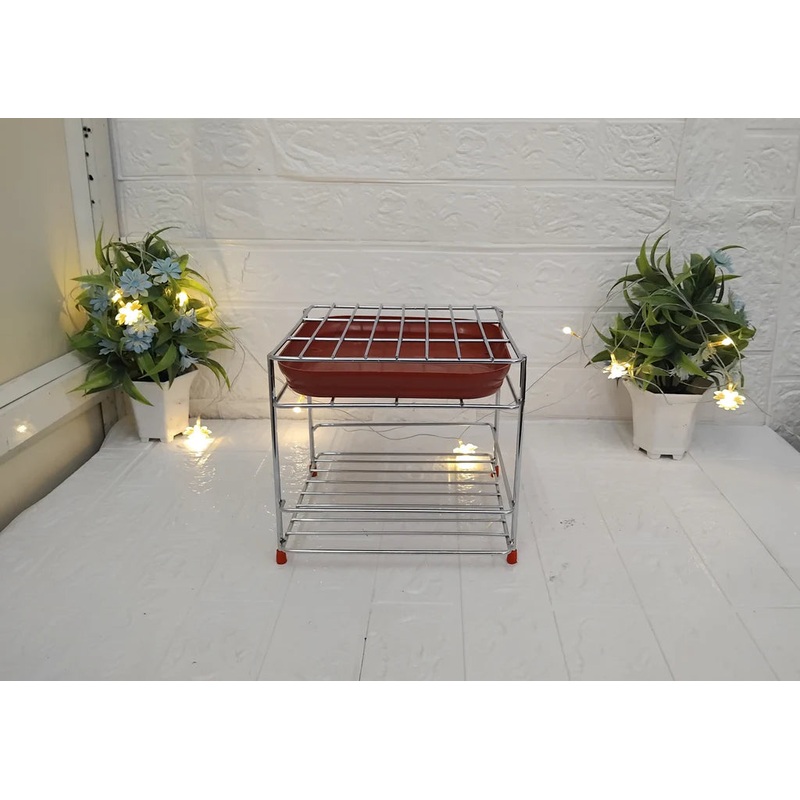 Stainless Steel Square Matka stand with tray Durable pot Stand