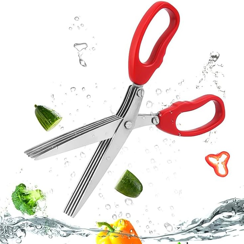 Multifunction Vegetable Stainless Steel Herbs Scissor with 5 Blades (1 Pc / Big)