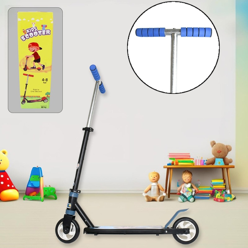Basic Kids Ride On Leg Push Scooter for Boys and Girls (4 – 8 Years Old Kids) Foldable Scooter Cycle with Height Adjustment for Boys and Girls Multicolor (1 Pc / 2 Wheel)
