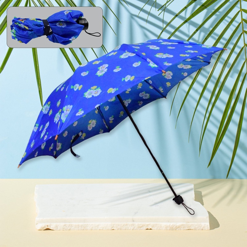 3-Fold Sun & Rain Protective Foldable Umbrella, (1 Pc / Mix Color)
