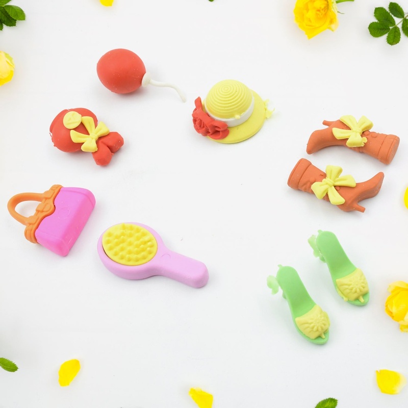 Fancy & Stylish Mini Erasers for Kids (9 Pc Set) – Fun Designs, Party Favors