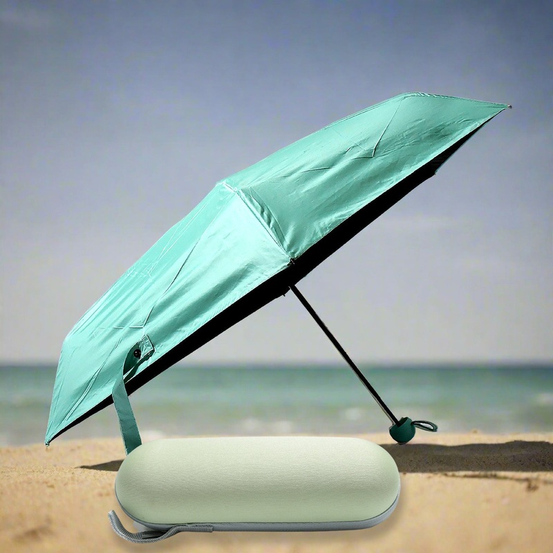 5 Fold Manual Open Umbrella With Capsule Case | Windproof, Sunproof & Rainproof with Sturdy Steel Shaft & Wrist Straps | Easy to Hold & Carry | Umbrella for Women, Men & Kids