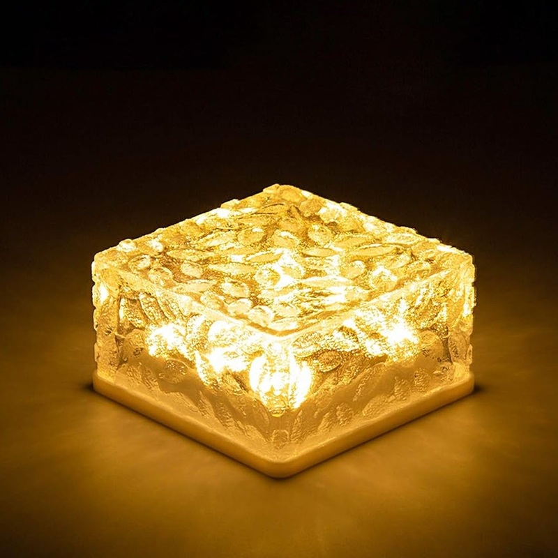 8557Solar Ice Cube Shaped Garden Light, Ice Cube Shaped Garden Warm Light Outdoor Solar Garden Decorative Lights for Walkway Pathway Backyard Christmas Decoration Parties