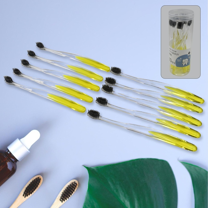 Premium PlasticToothbrush With Plastic Round Box for Men and Women, Kids, AdultsPlastic Toothbrush (10 pcs Set)