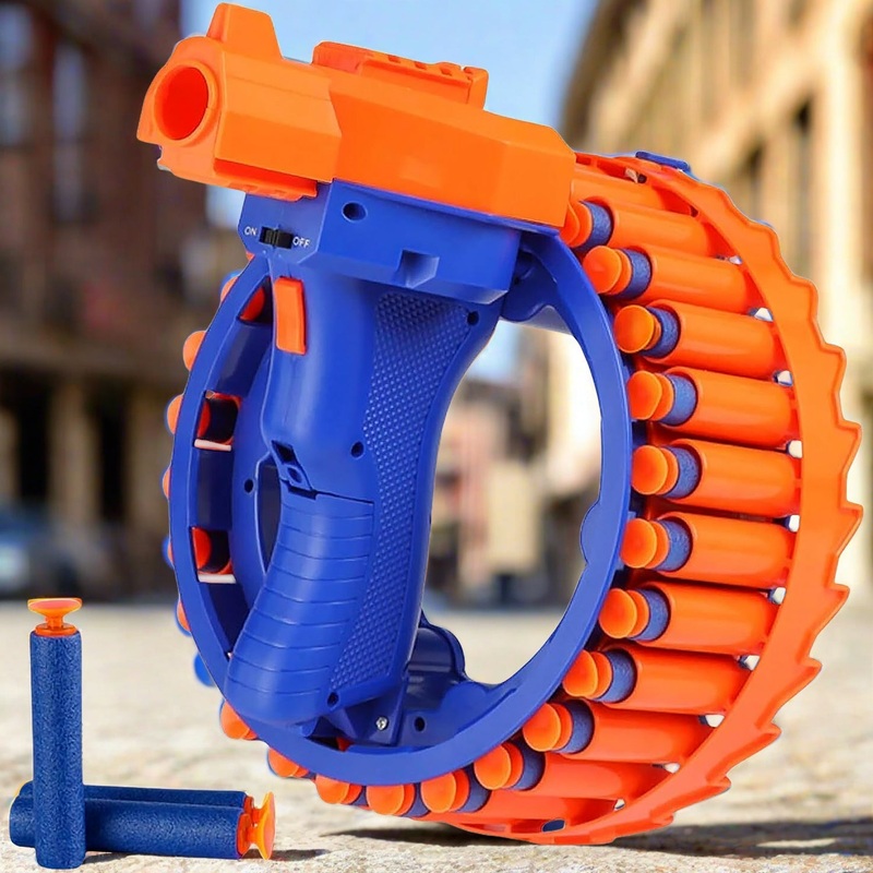 Amazing Toy Gun, Electric Gun for Children, 28 Soft Bullets for Youth Safety, Children’s Electric Hand Ring Wheel Soft Bullet Gun, Gift Toys