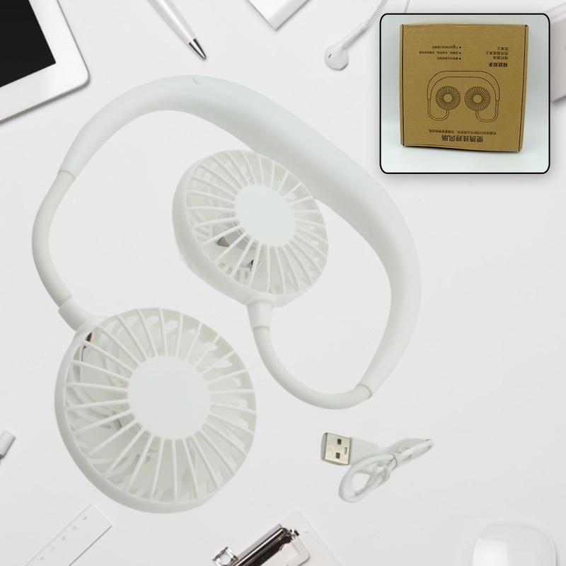 Portable Fan USB Rechargeable Mini Hand Free Personal Fan Adjustable Speed Wearable Neckband Fan for Camping Traveling Office Room Outdoor (1 Pc )