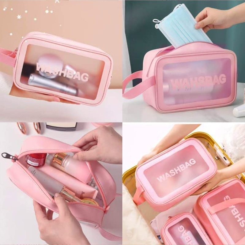 Cosmetic Pouch, Make up Bag for Home & Travel, Toiletry Bag for Cosmetics, Brushes, Accessories Set of 3 Small, Medium & Big – Wash Bag