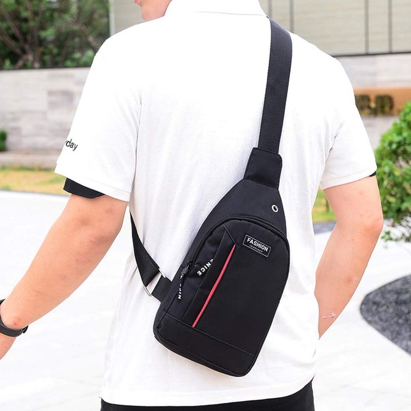 Black Waterproof Anti Theft Crossbody fanny pack waist bag PU Leather Shoulder Bags Chest Men Casual fashion USB Charging earphone hook Sling Travel Messengers Bag