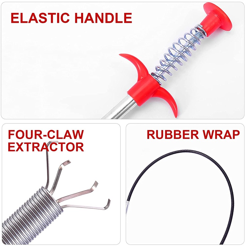 Metal Wire Brush Hand Kitchen Sink Cleaning Hook Sewer Dredging Device (155 cm)