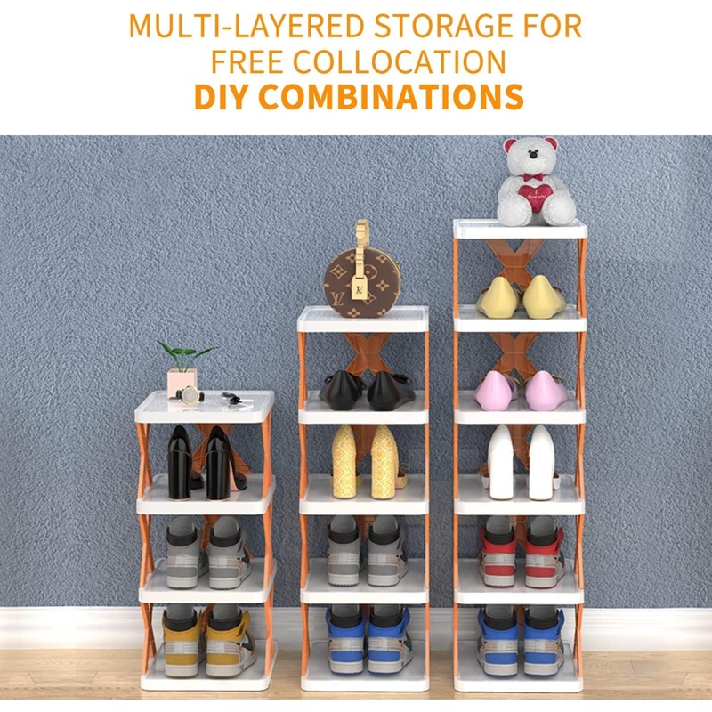 6 Layer Shoe Rack Design Lightweight Adjustable Plastic Foldable Shoe Cabinet Storage Portable Folding Space Saving Shoe Organizer Home and Office