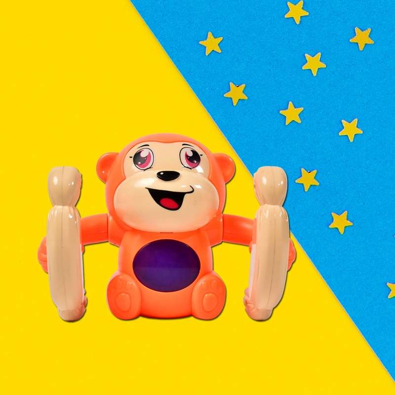 Naughty 360 Degree Rotation Dancing and Spinning Rolling Doll Tumble Monkey Toy Voice Control Banana Monkey with Musical Toy with Light and Sound Effects Monkey Toy ( Multi Color )