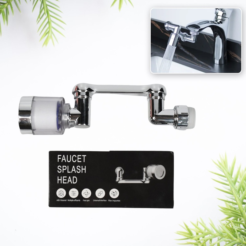 Splash Faucet Filter Faucet, 1080 Rotating Faucet Sprayer Head Double O-ring Design, Movable Tap Water Saving, Sink Aerator Extender For Bathroom Kitchen
