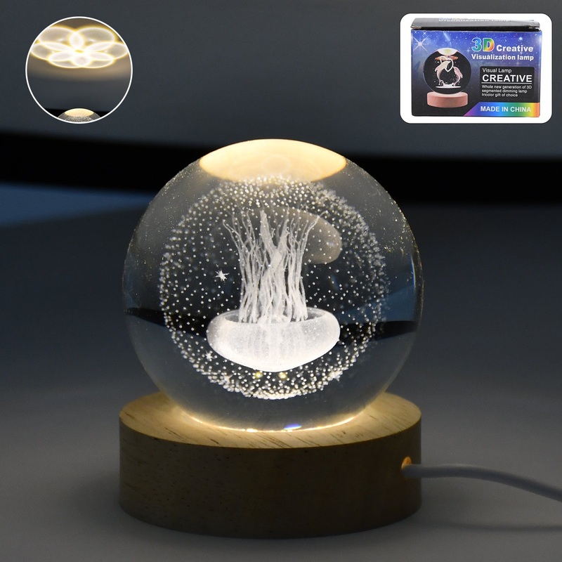 Mushroom 3D Crystal Ball lamps With Base (1 Pc)