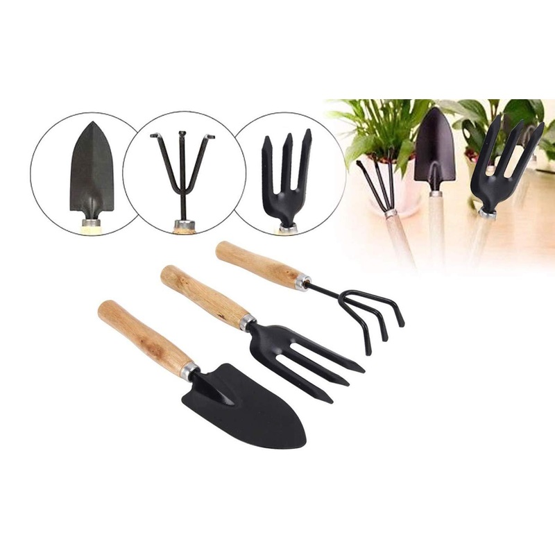 Gardening Tools – Hand Cultivator, Small Trowel, Garden Fork (Set of 3)