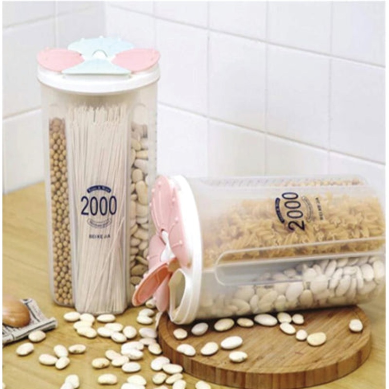 Kitchen Storage – Transparent Sealed Cans / Jars / Storage Box 4 Section