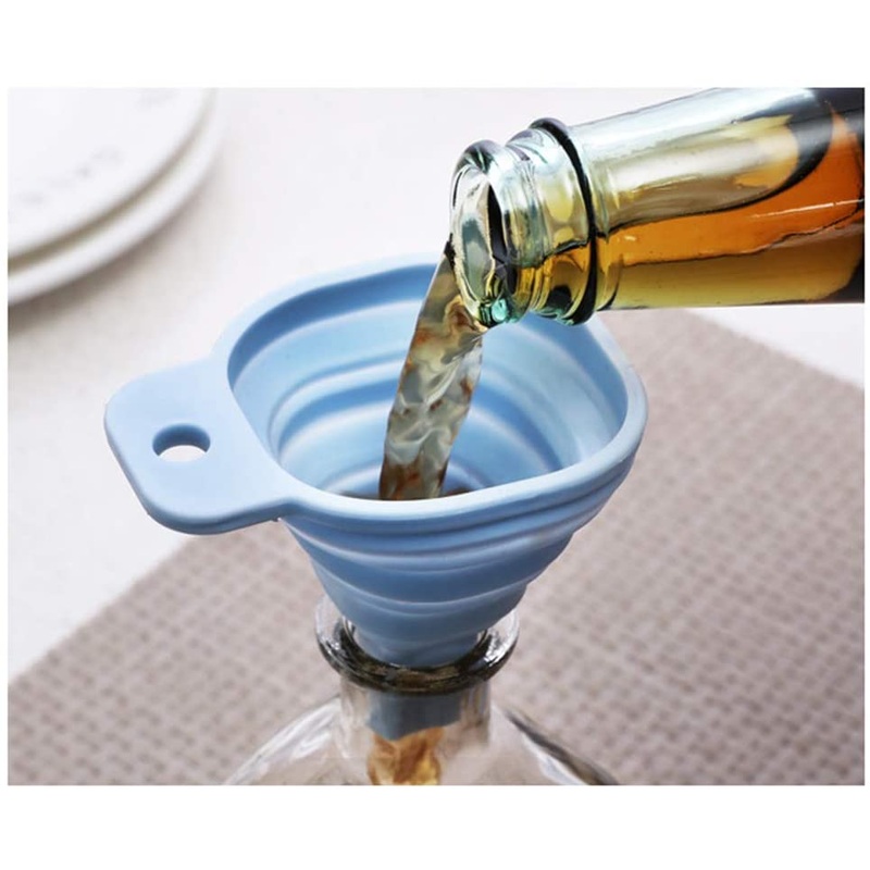Flexible Silicone Foldable Kitchen Funnel for Liquid / Powder Transfer Hopper Food (Small)