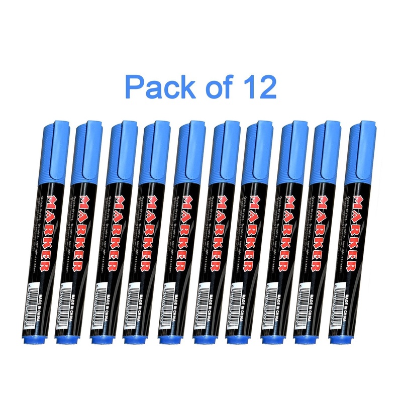 Blue Permanent Markers for White Board (Pack Of 12)