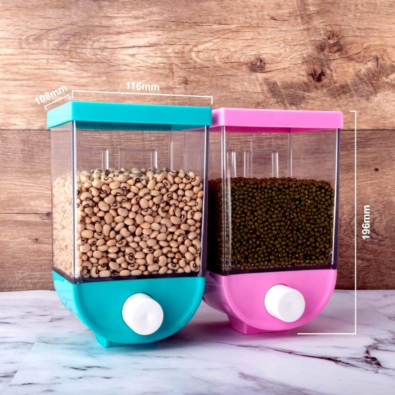 Wall Mounted Cornflakes / Cereal / Pulses / Beans / Oatmeal / Candy / Namkeen / Dry Food Storage Box / Tank – 1100 ml (assorted color)