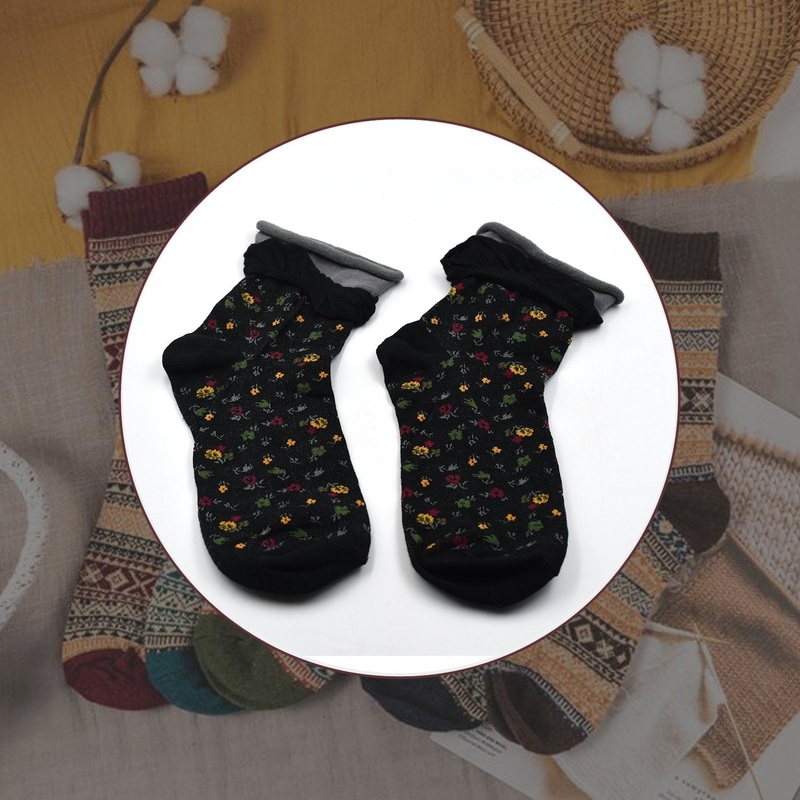 Women’s Crew Socks With fresh little flowers Printed ,high quality socks (Pack Of 20Pair)