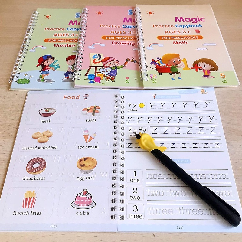 4 Pc Magic Copybook widely used by kids, childrens and even adults also to write down important things over it while emergencies etc.