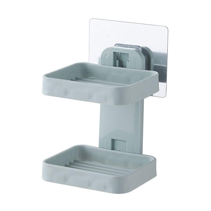 Plastic Double Layer – Soap Stand, Holder, Wall Soap Box Sturdy Vacuum Dispenser Tray