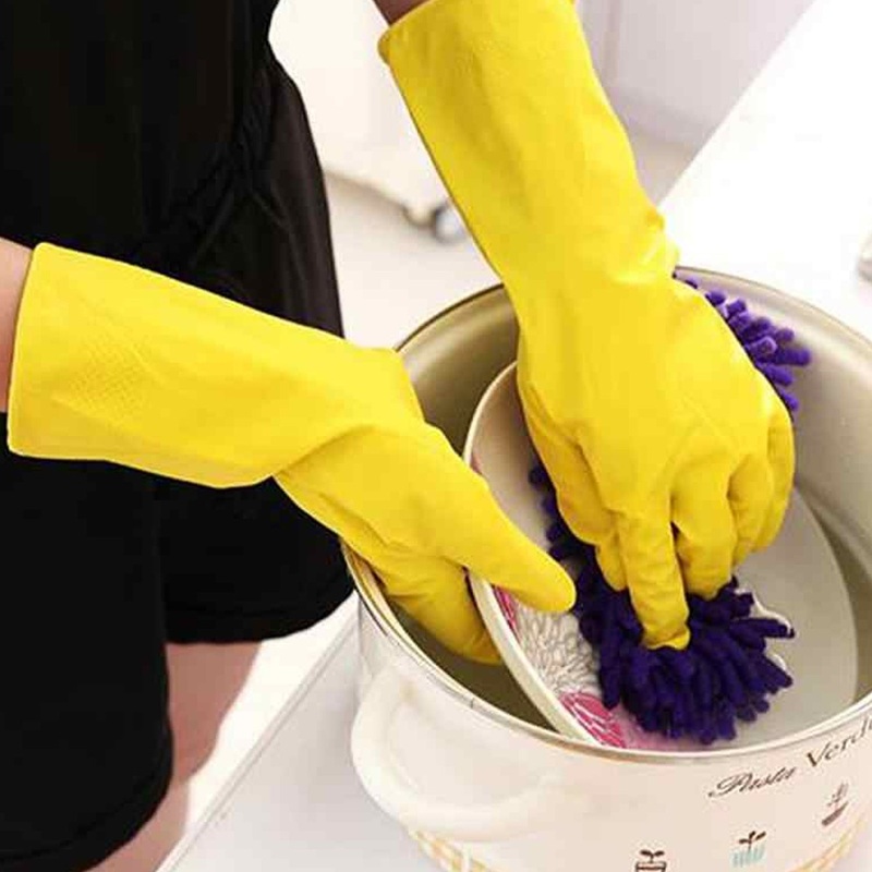 Pair Of 2 Large Yellow Gloves For Types Of Purposes Like Washing Utensils, Gardening And Cleaning Toilet Etc.