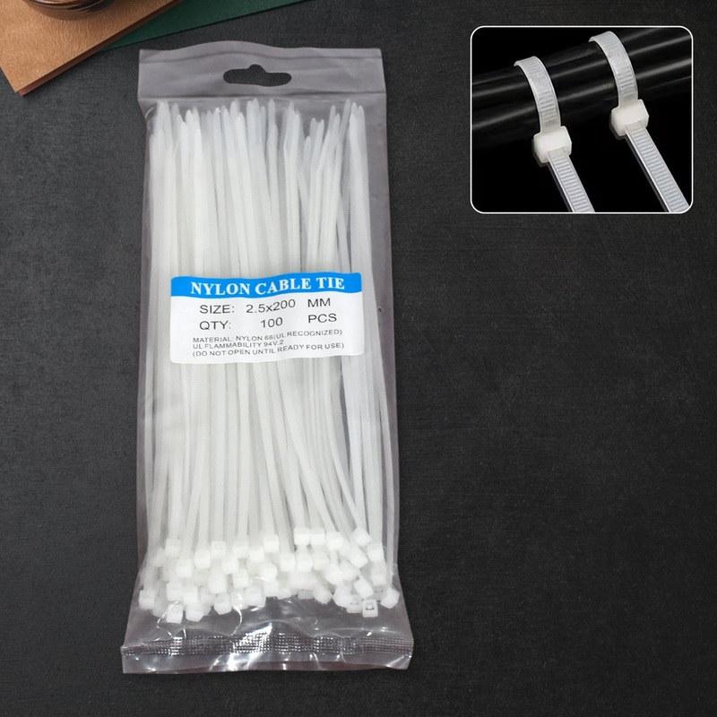 8Inch Nylon Self Locking Cable Ties, Heavy Duty Strong Zip Wire Tie. Pack of 100 – Black.
