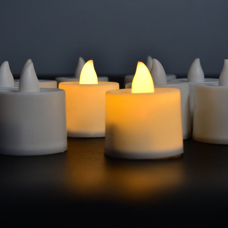 Festival Decorative – LED Yellow Tealight Candles (White, 10 Pcs) With Container
