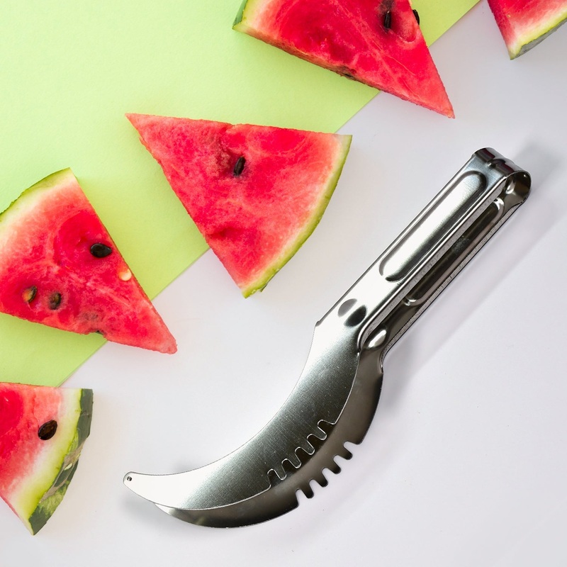 Watermelon Cantaloupe Slicer Stainless Steel Knife Corer Fruit Vegetable – Tools Kitchen Gadgets Melon Slicer Cutter Melon Fruit