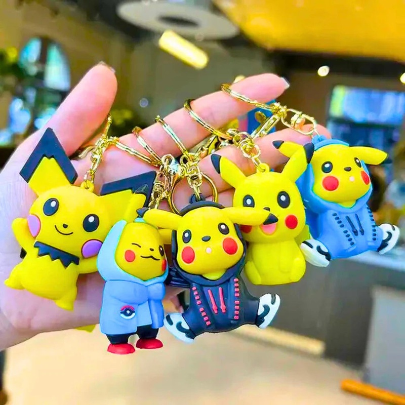 3D Rubber Silicone Pokmon Pikachu Keychain (Pack of 1)