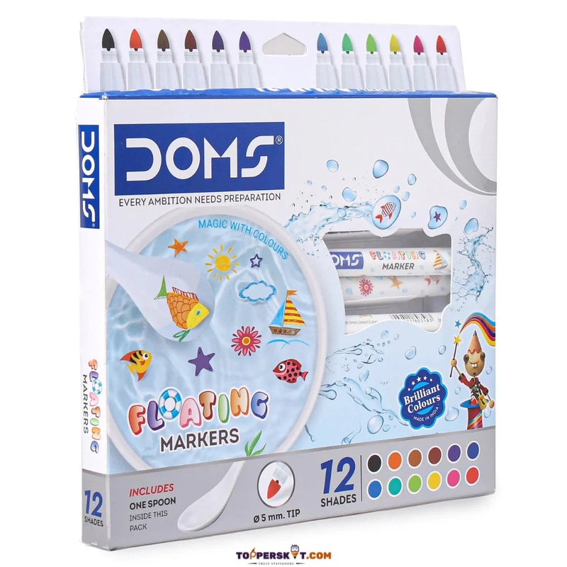 Doms Floating Marker 0.5mm Tip- Watch Your Drawings Float on Water (Pack of 12)