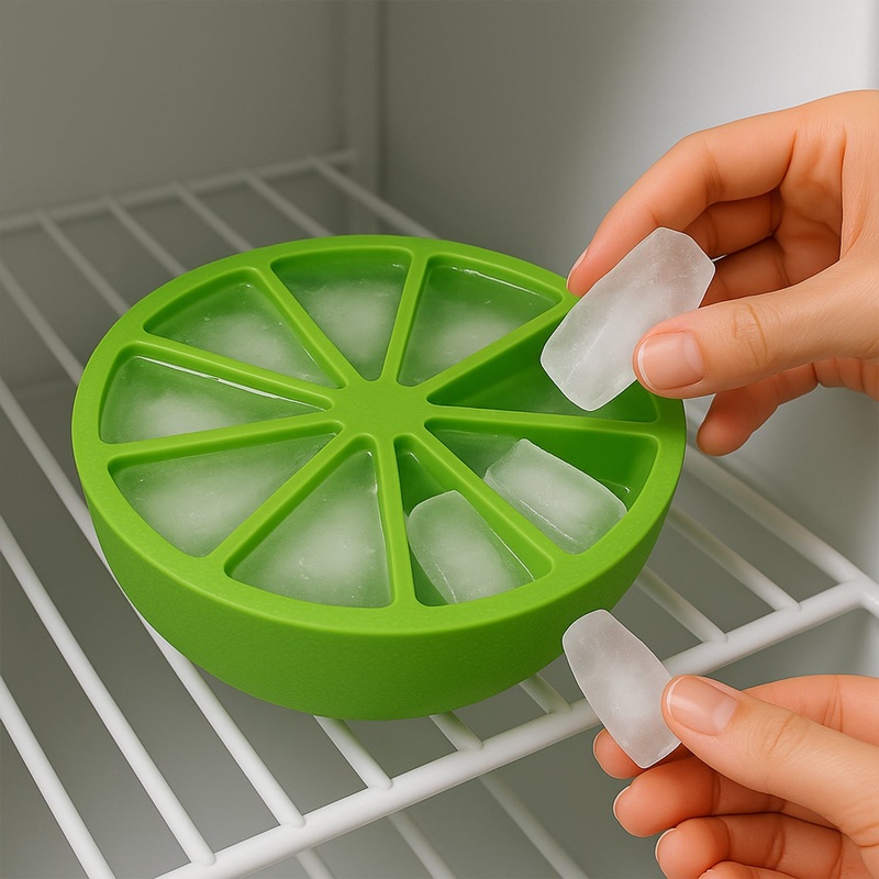 Lemon Shape Flexible Silicone Ice Cube Tray  8-Slot Round Ice Mold (1 Pc)