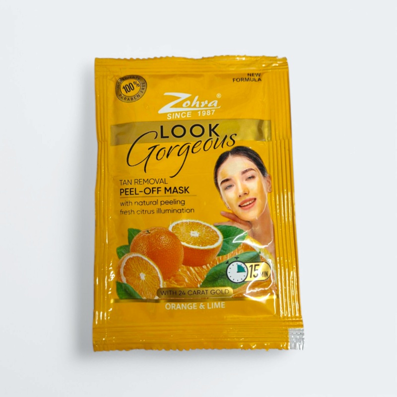 ZOHRA TAN REMOVAL GOLDEN PEEL-OFF-MASK 20G X 1 POUCH ( ORANGE AND LIME )