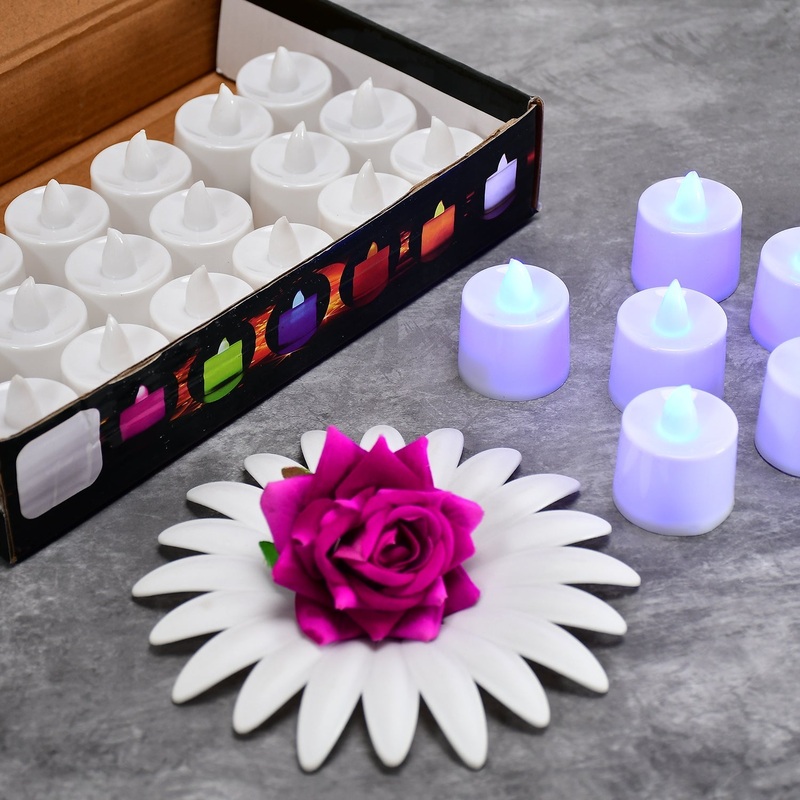 Blue Flameless LED Tealights, Smokeless Plastic Decorative Candles – Led Tea Light Candle For Home Decoration (Pack Of 24)